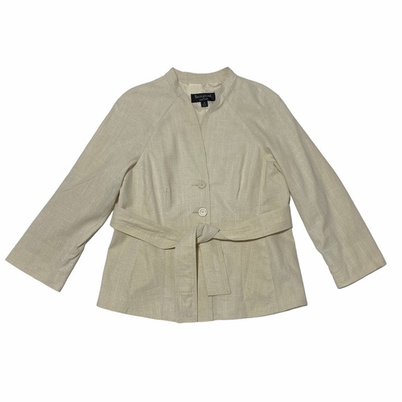 SIGNATURE Larry Levine Beige Pea Coat Size 14 - Picture 1 of 15